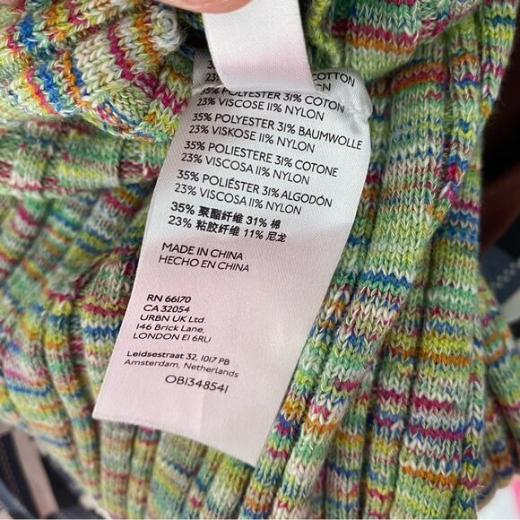Anthropologie High Neck Knit Green Multi Color Tank Top size small - Picture 10 of 12